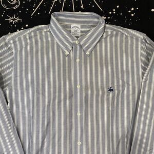 Brooks Brothers Long Sleeve Button Down Shirt Striped Mens XL Preppy Casual